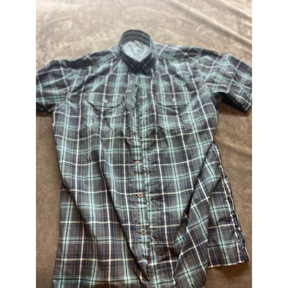 KUHL Mountain Grown Eluxur M Lightweight Green Plaid Short Sleeve Button Shirt - Picture 1 of 5